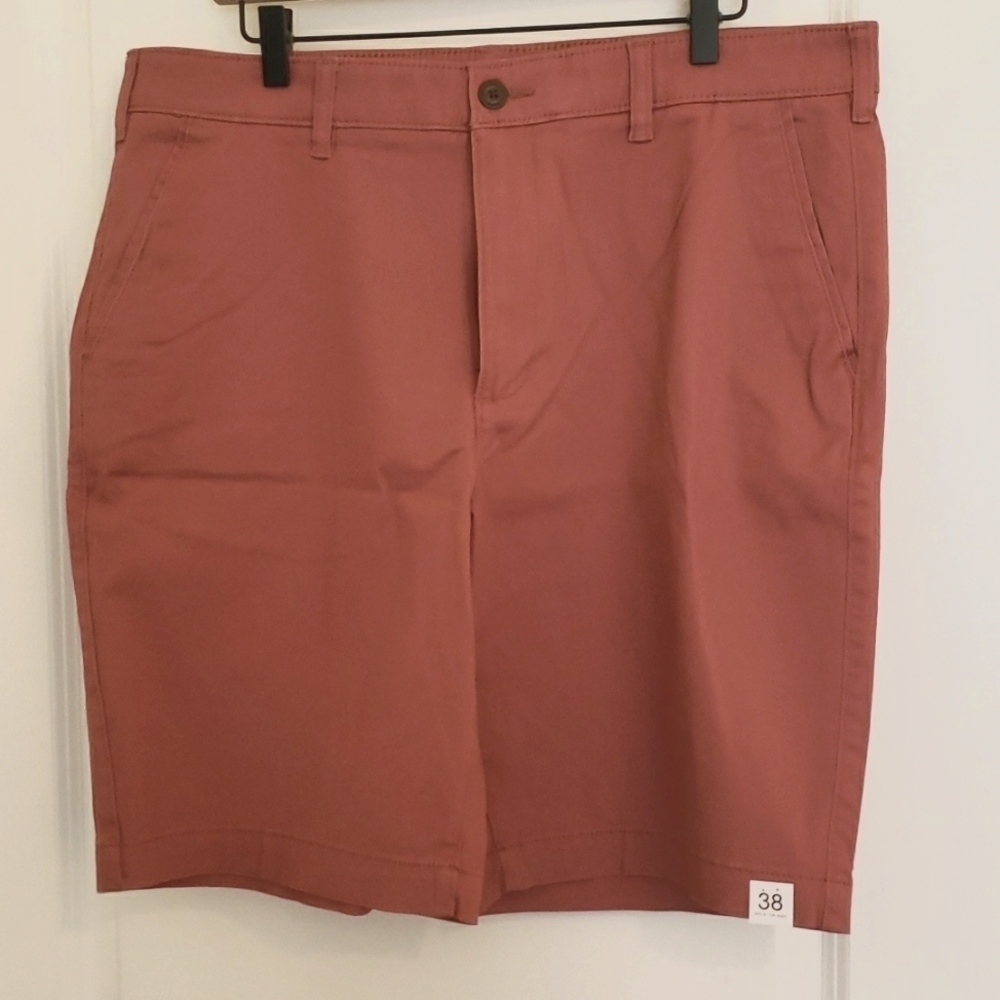 Sonoma Men's Flexwear Flat Front Chino Shorts Shabby Rose - Size 38